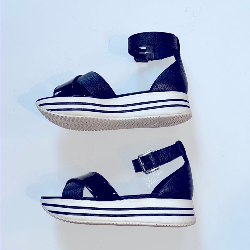 Geox Black and White Platform Wedges